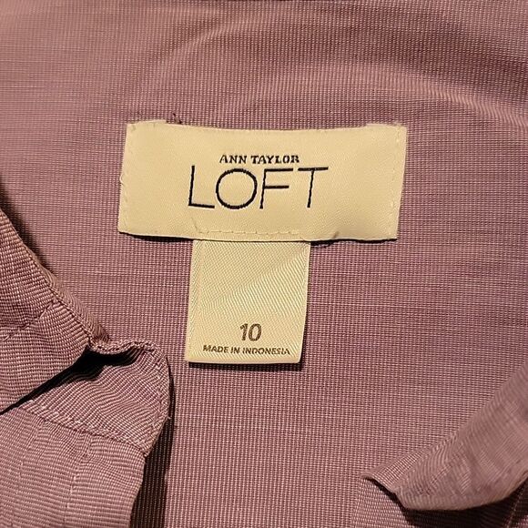 LOFT Purple Short Sleeve Button-Up Shirt sz 10 - Picture 7 of 8